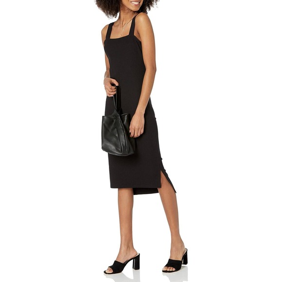 The Drop Women's Amelia Square-Neck Strappy Bodycon Midi Tank Dress-Black-Small - Picture 4 of 5
